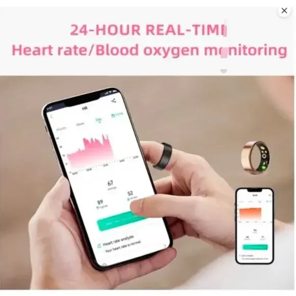 Limited Edition Rose Gold Smart Ring Health Sleep Monitoring Fitness Track Size - Picture 2 of 7